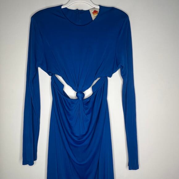 Farm Rio Royal Blue Knotted Cut Out Maxi Dress Size Large - Picture 6 of 9